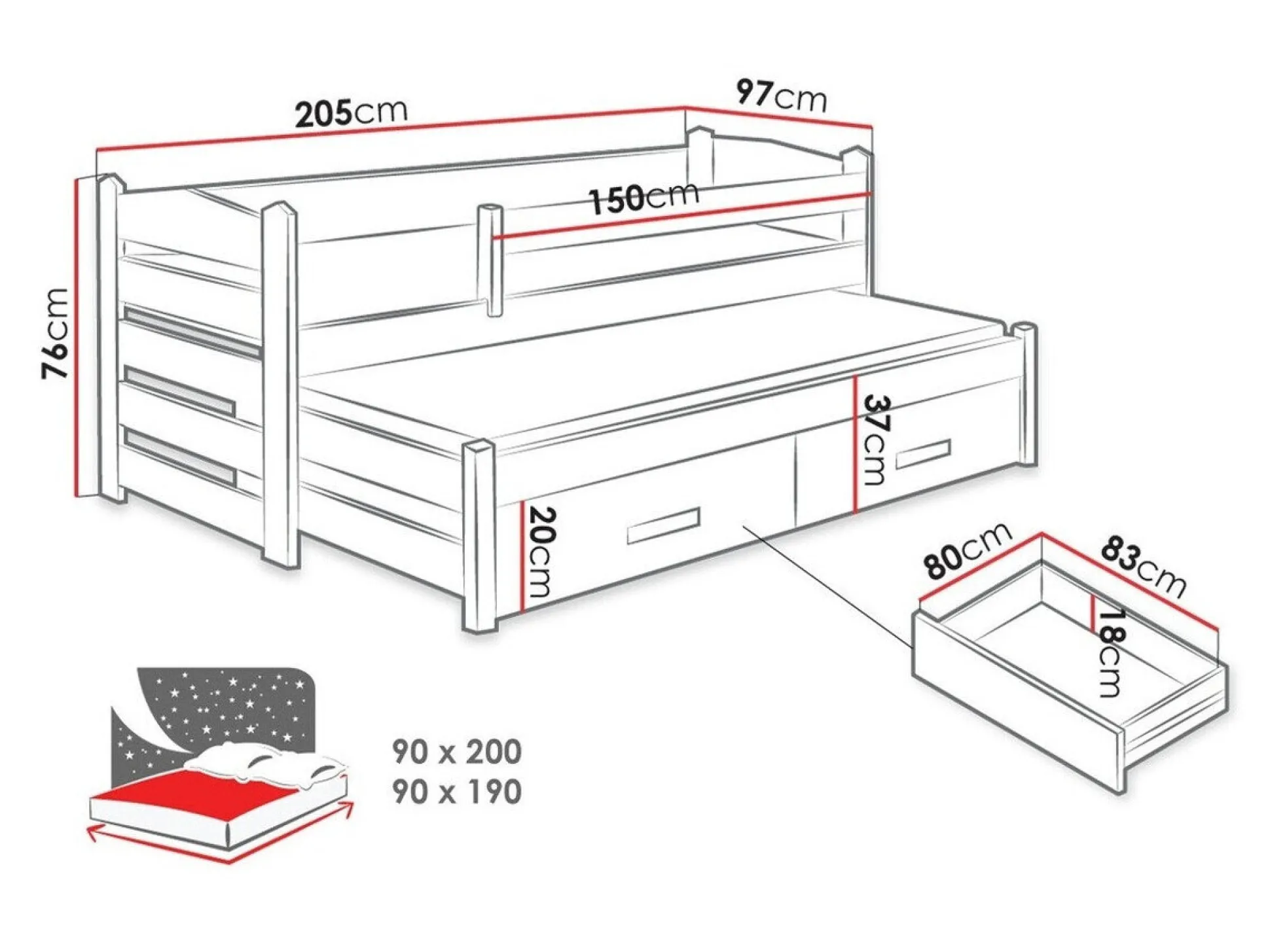 Seng Henderson 140 (Hvid + Artisan eg)