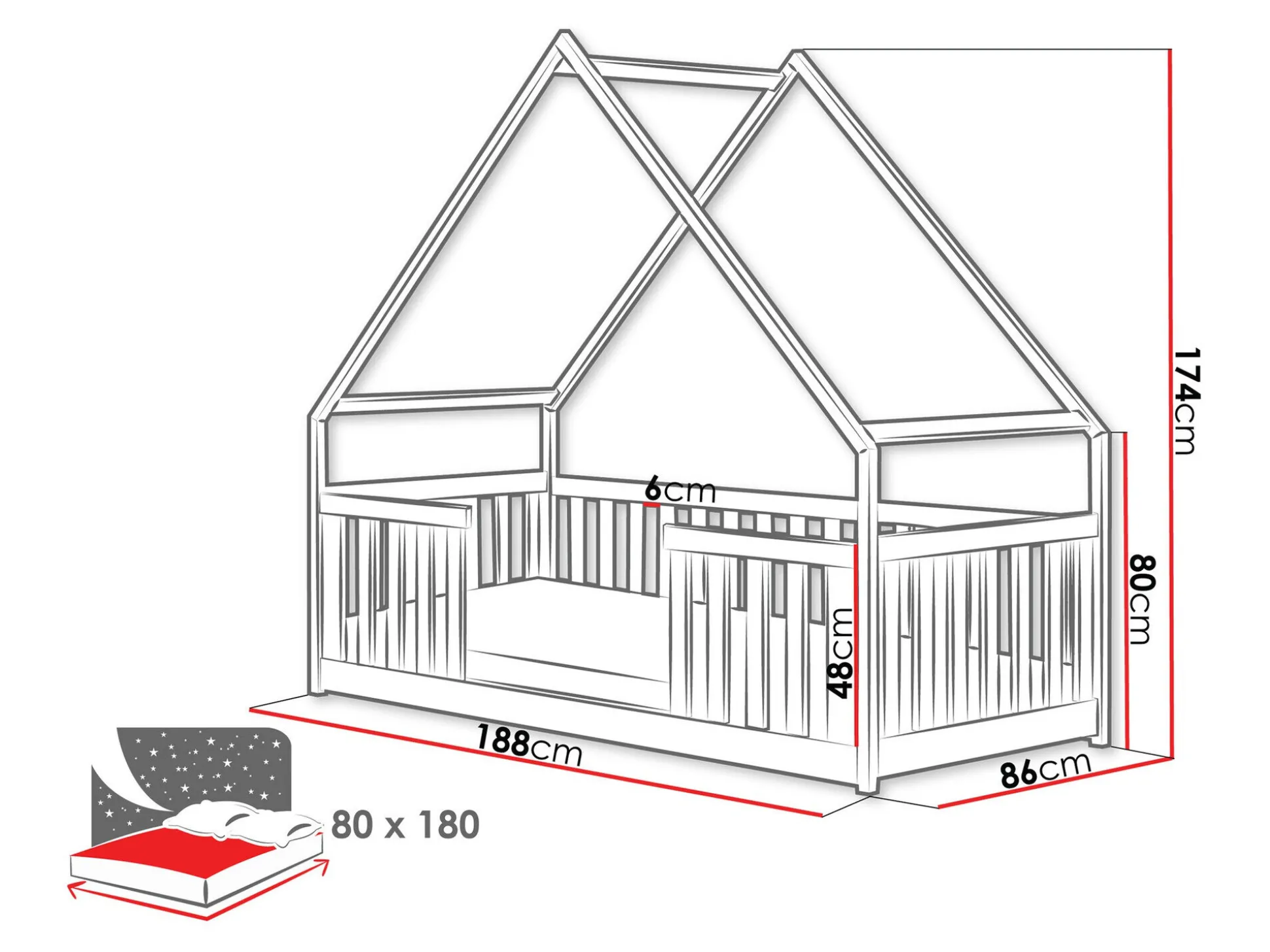 Seng Vista 114 (Hvid)