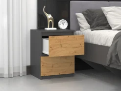 Sengebord Elbvelu 120 (Antracit + Artisan eg)