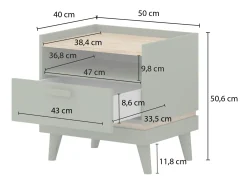 Sengebord Fertalu 102 (Grøn + Egetræ)