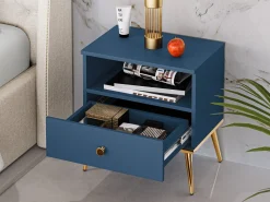 Sengebord Flonovu 105 (Mørkeblå + Gylden)