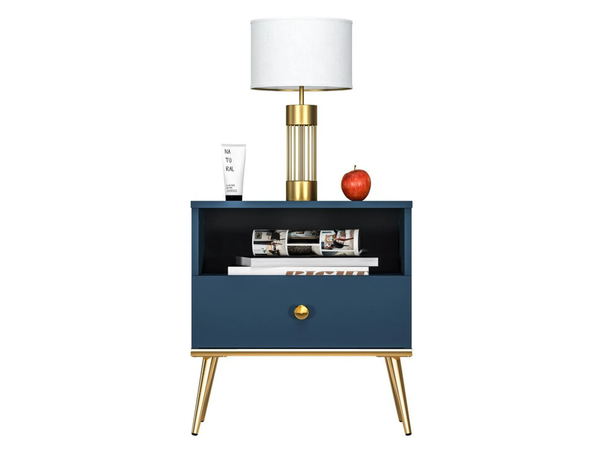 Sengebord Flonovu 105 (Mørkeblå + Gylden)