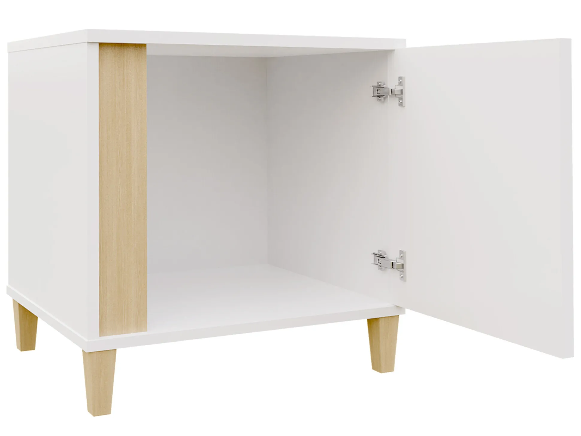 Sengebord Florem (Hvid + Glansfuld hvid + Lyst træ)