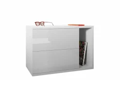 Sengebord Hederos (Hvid + Glansfuld hvid)