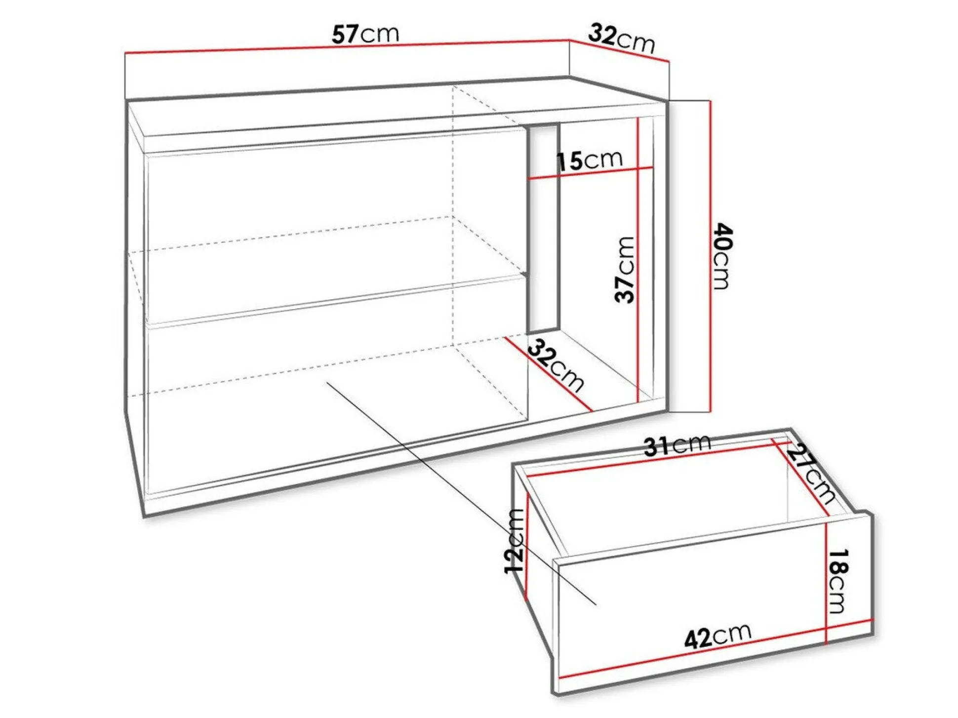 Sengebord Hederos (Hvid + Glansfuld hvid)