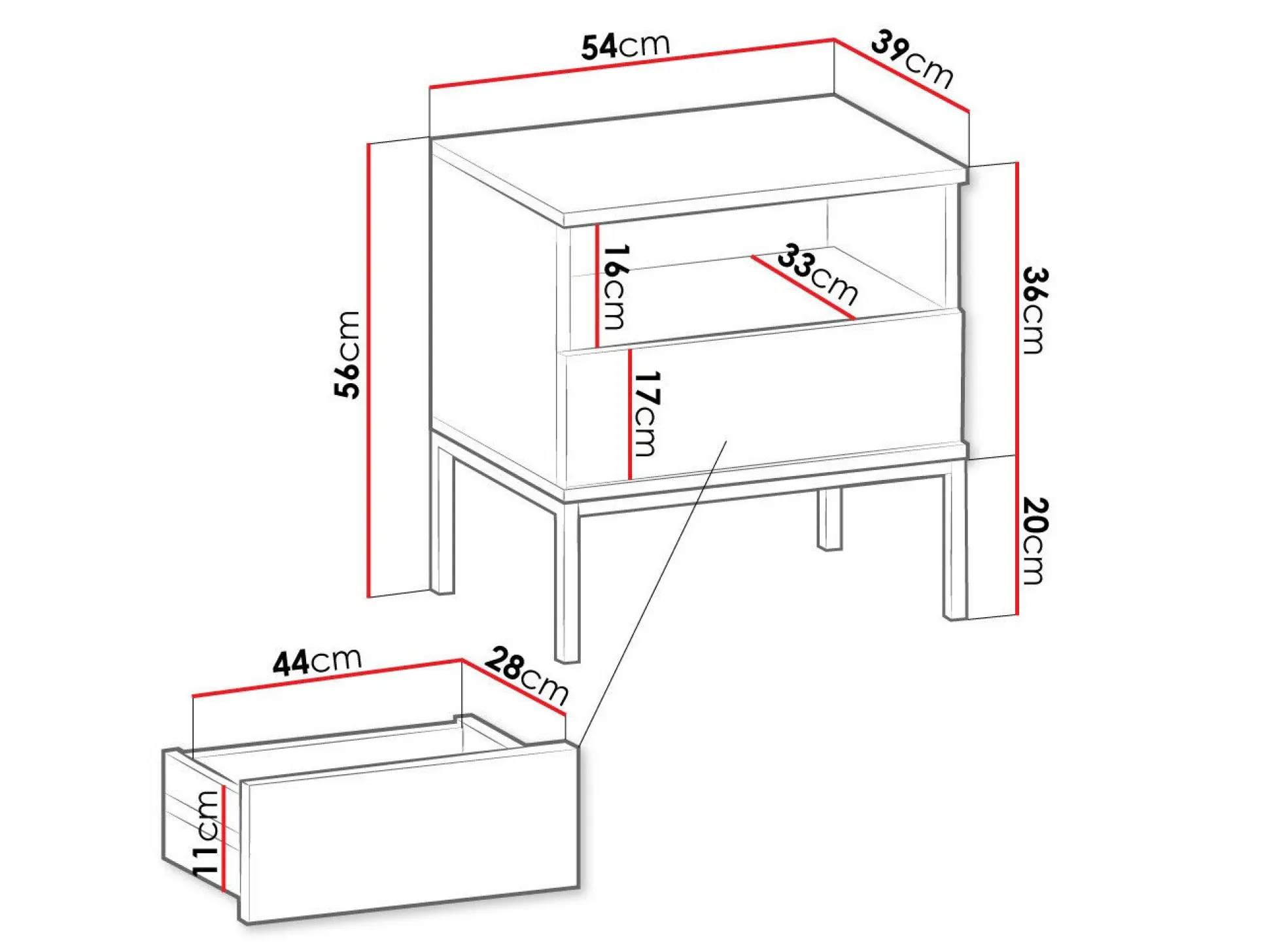 Sengebord Manal (Sort + Wotan eg)