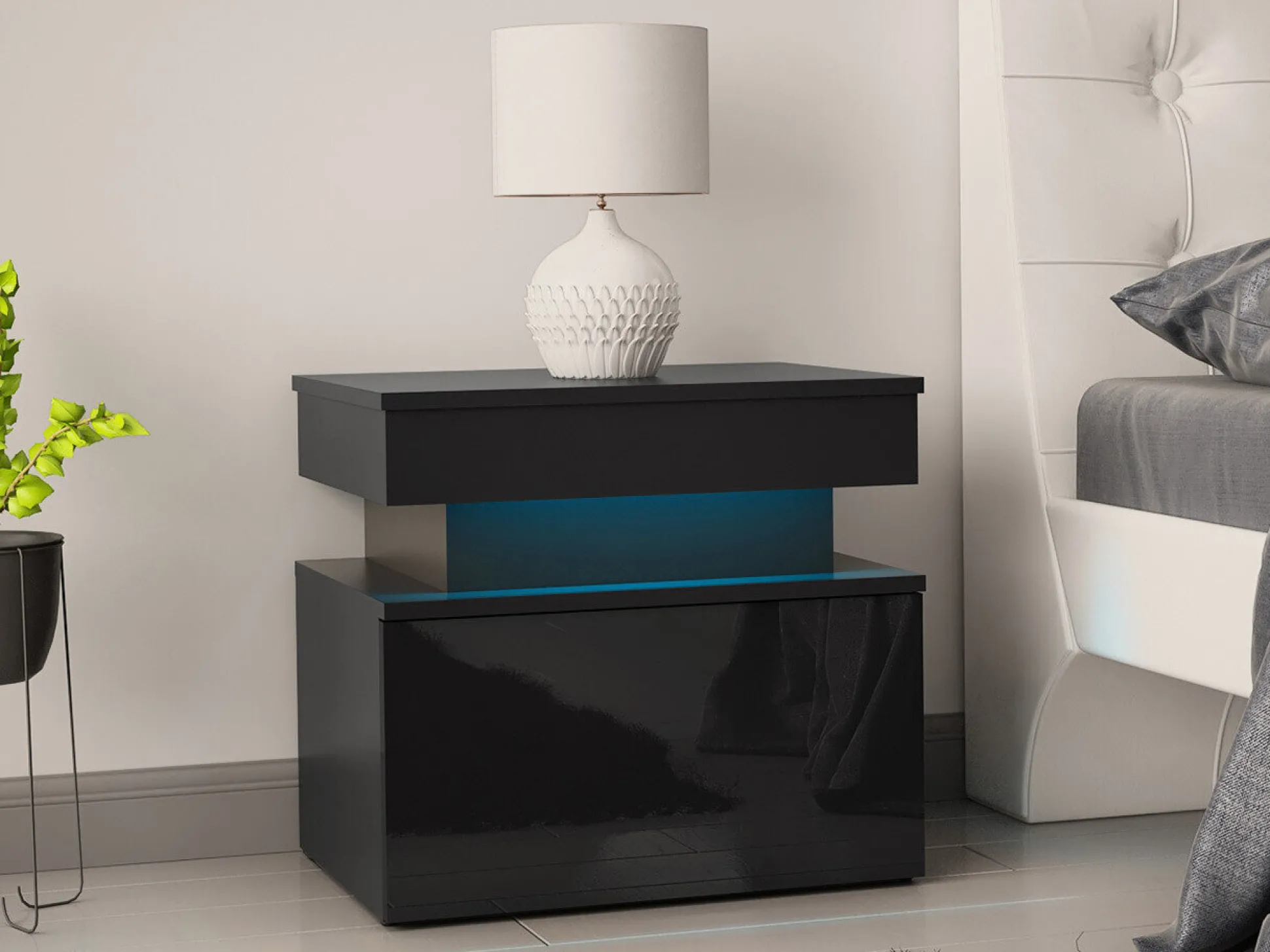 Sengebord Monfero (Sort + Blank sort)