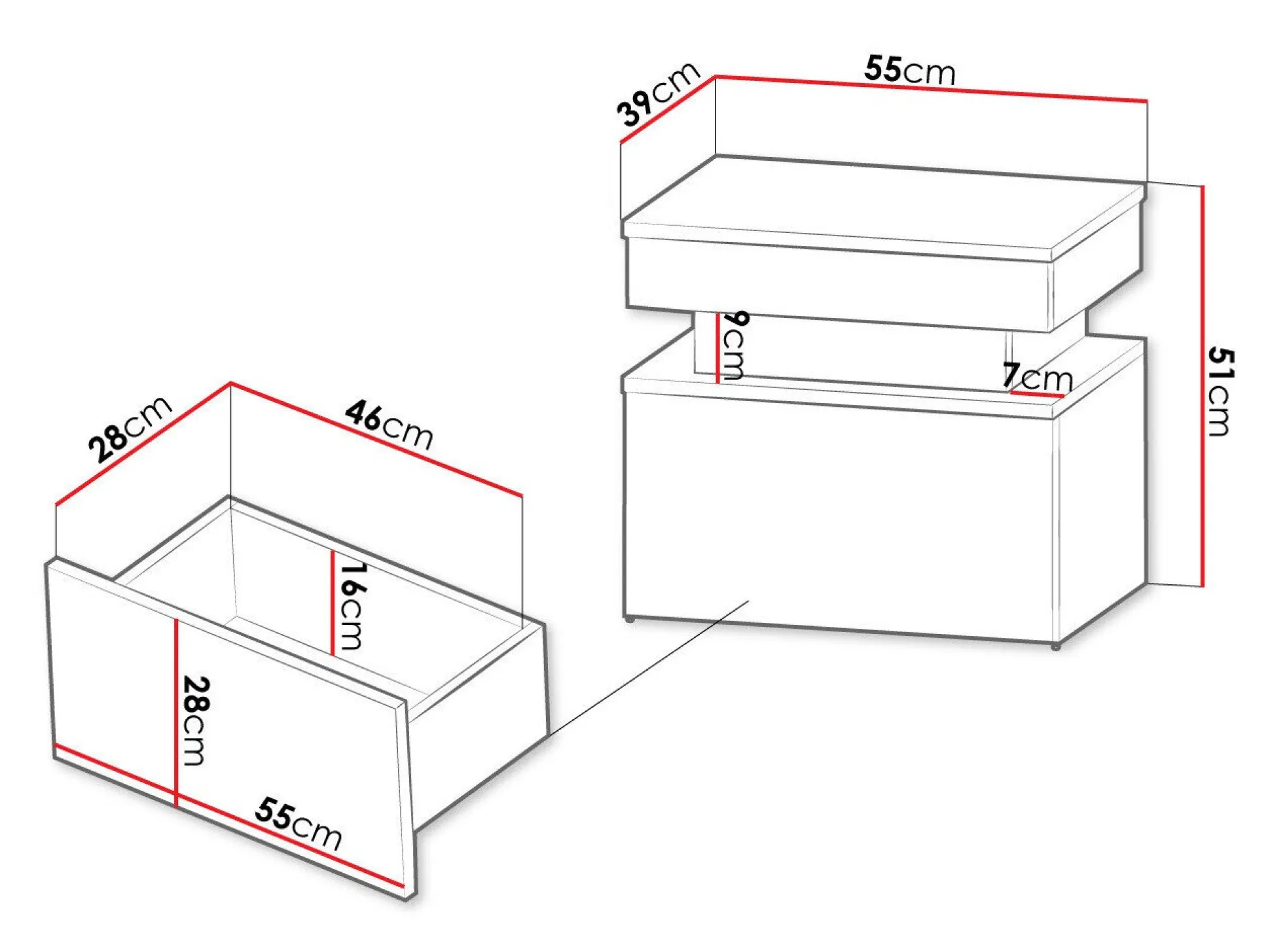 Sengebord Monfero (Sort + Blank sort)