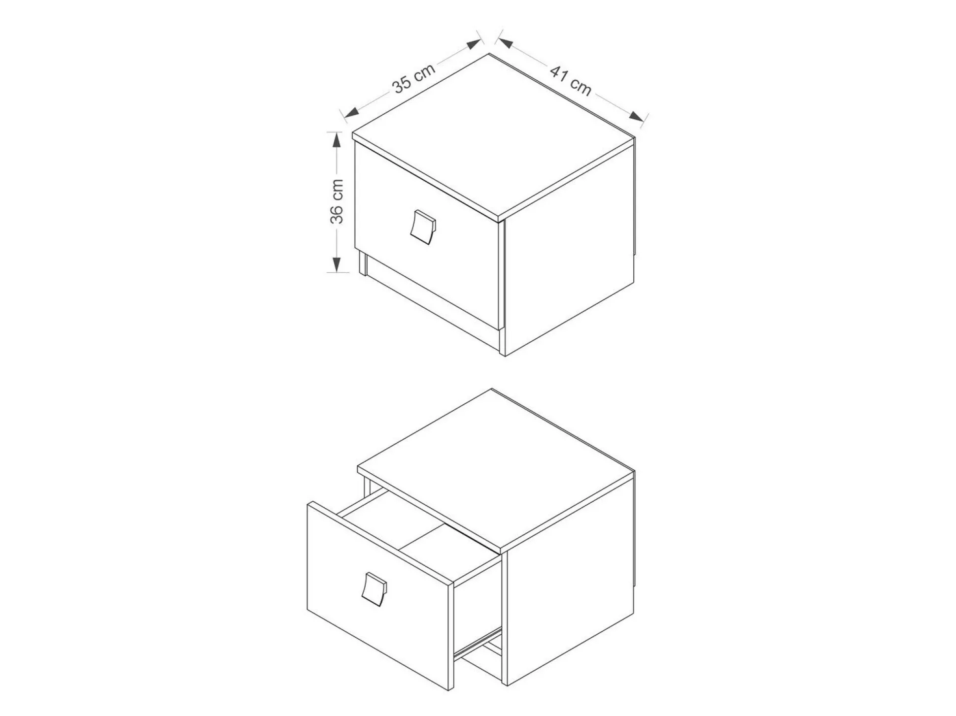 Sengebord Murrieta 111 (Glansfuld hvid + Blank sort)