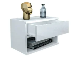 Sengebord Papilix (Hvid + Glansfuld hvid)