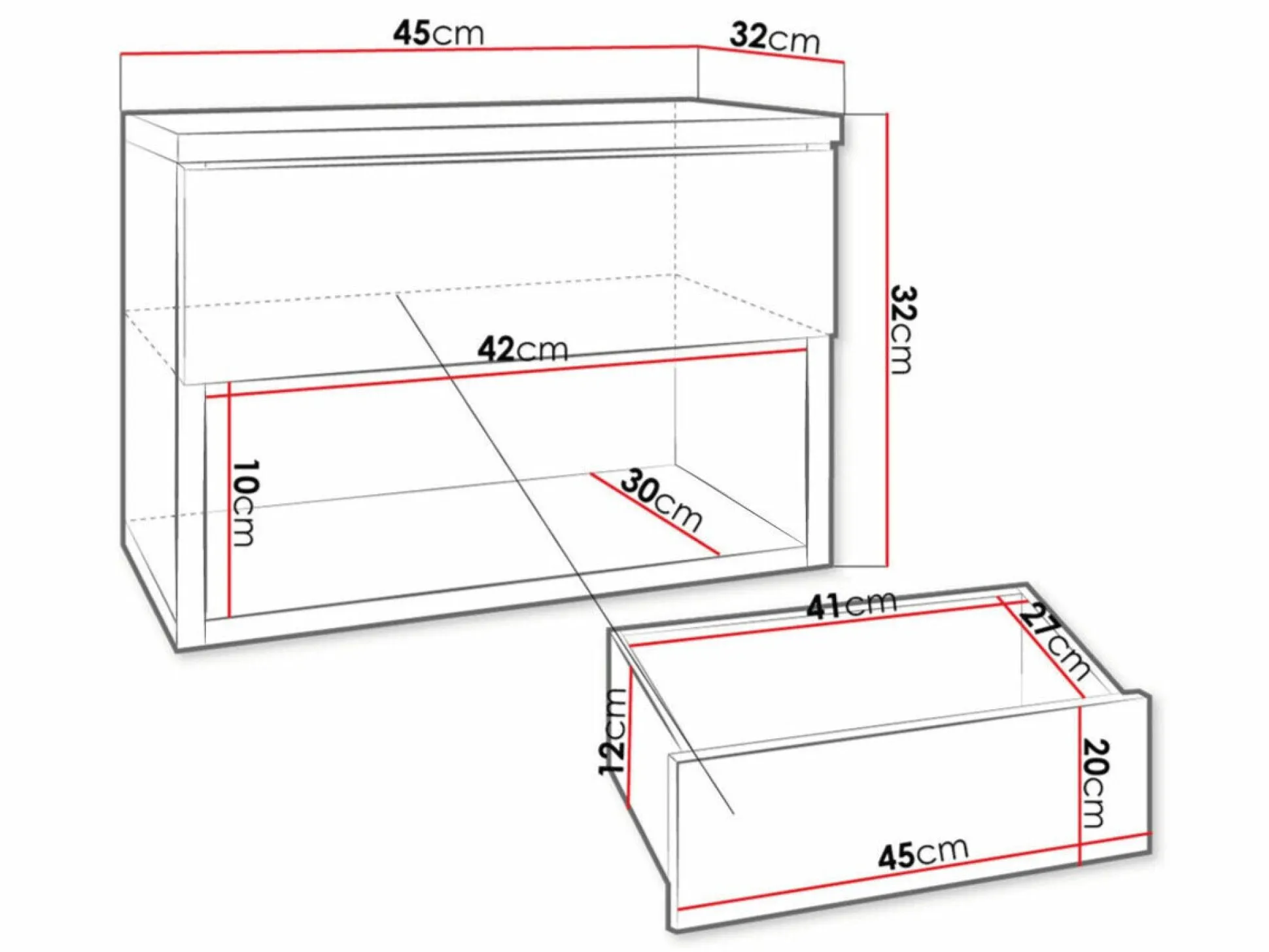 Sengebord Papilix (Hvid + Glansfuld hvid)