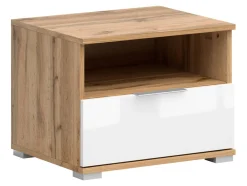 Sengebord Tivetra 114 (Wotan eg + Glansfuld hvid)