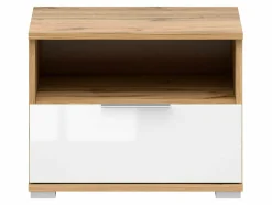 Sengebord Tivetra 114 (Wotan eg + Glansfuld hvid)