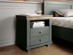 Sengebord Tolnue 117 (Mørkegrøn + Lefkas eg)