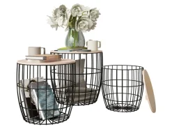 Sidebordesæt Aedifis (Sort + Lyst træ)