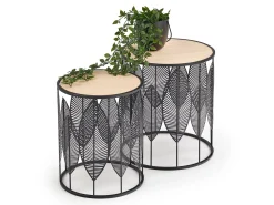 Sidebordesæt Houston 974 (Sort + Lyst træ)