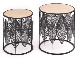 Sidebordesæt Houston 974 (Sort + Lyst træ)