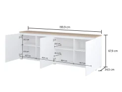 Skænk Baletu 105 (Hvid + Egetræ)