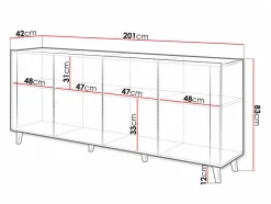 Skænk Charlotte 183 (Hvid + Craft egetræ)