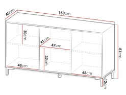 Skænk Charlotte 159 (Sort + Sort marmor)