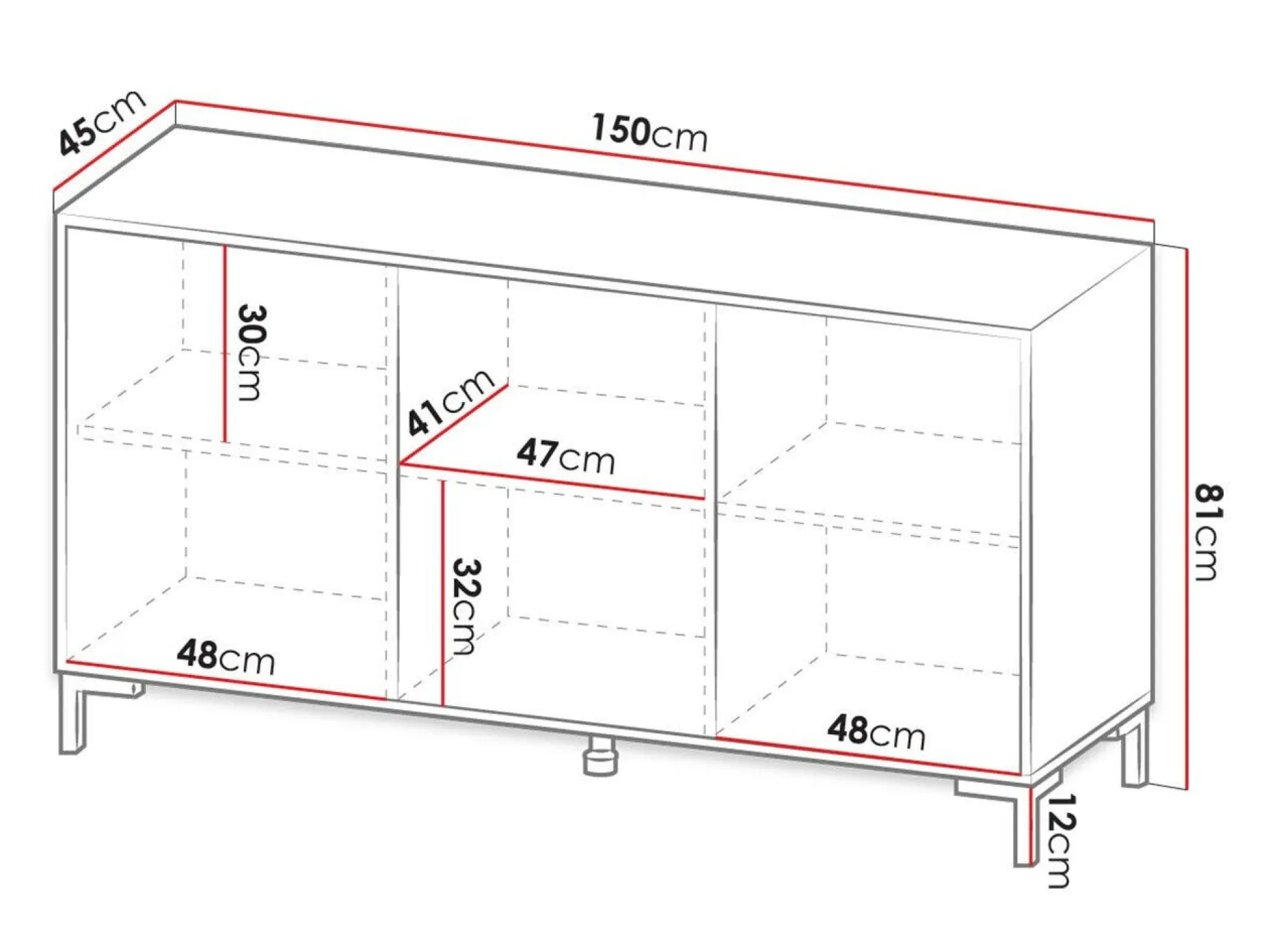 Skænk Charlotte 159 (Sort + Sort marmor)