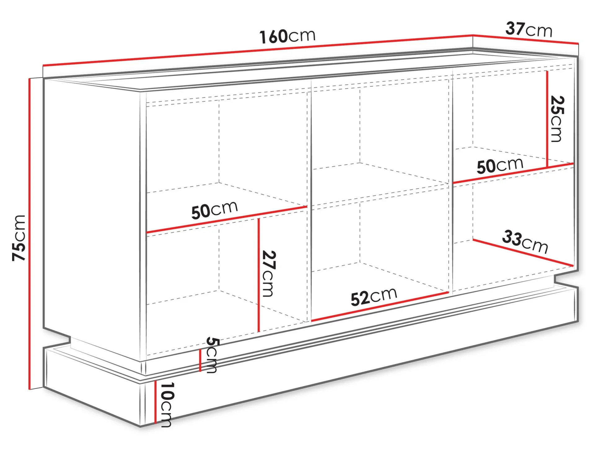 Skænk Comfivo Tilia I (Sort + Egetræ)