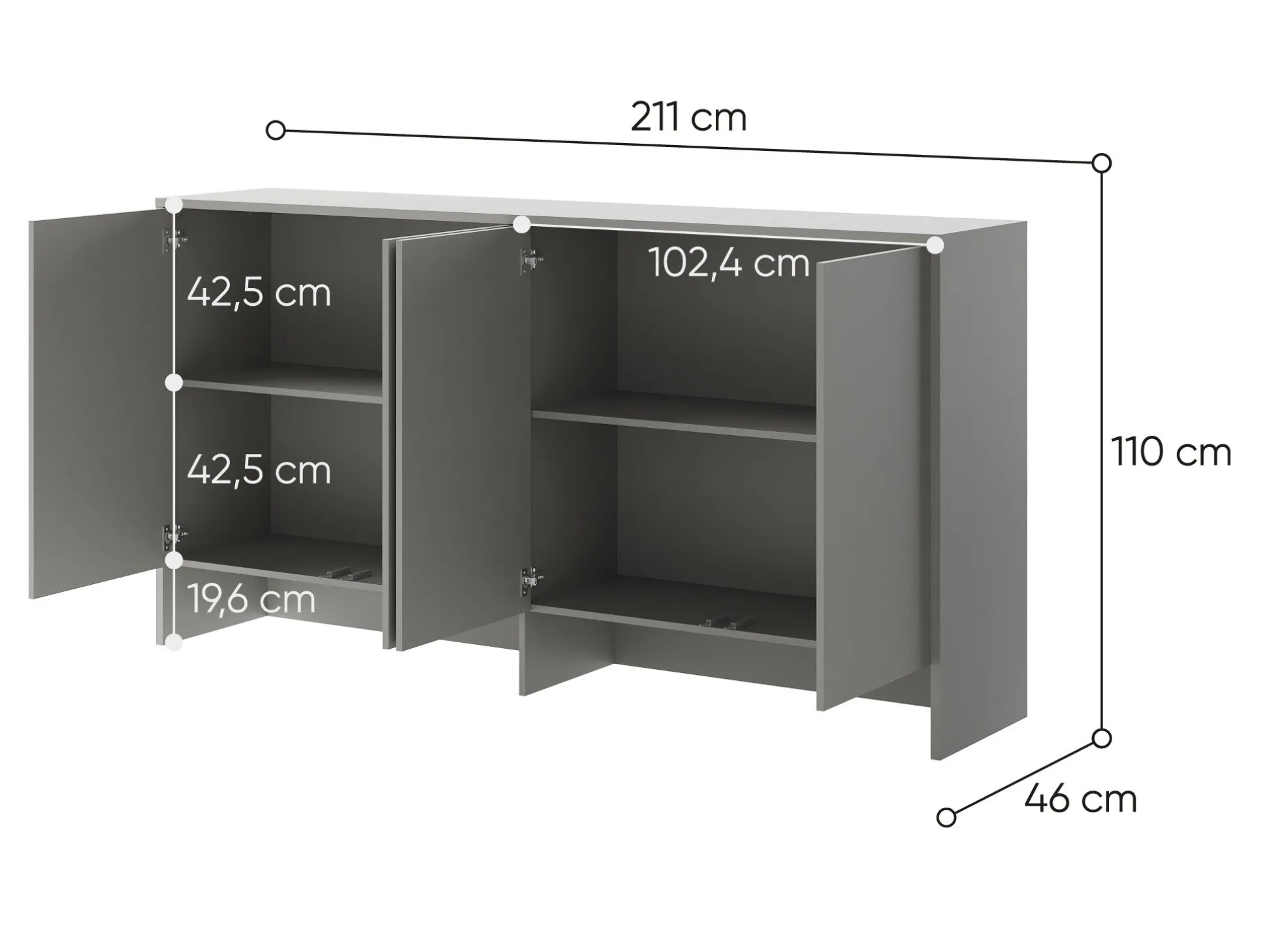 Skænk Concept Pro Lenart Levfere 120 (Grå)