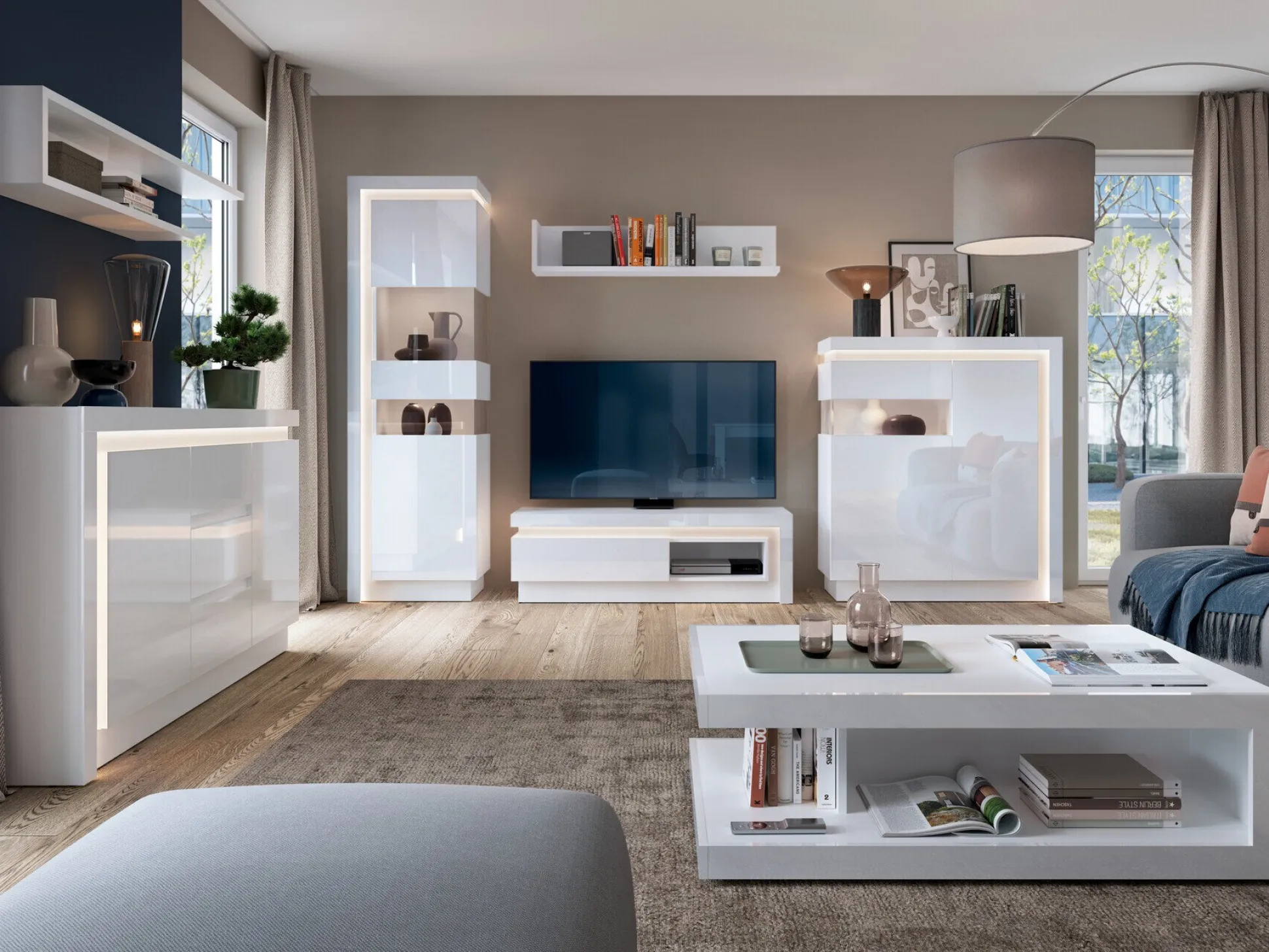 Skænk Feldeli 112 (Hvid + Glansfuld hvid)