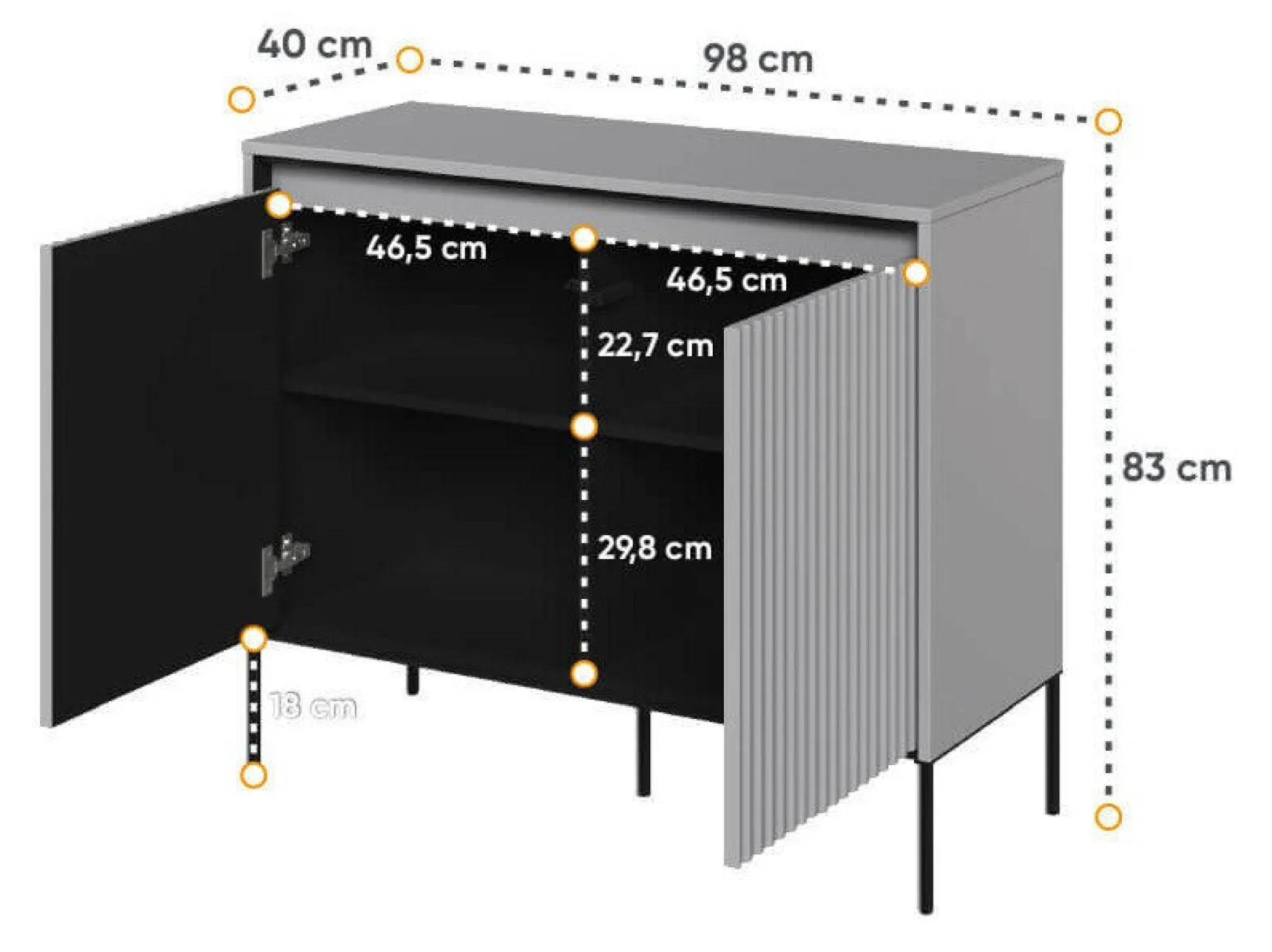 Skænk Fernolu 101 (Grå + Sort)