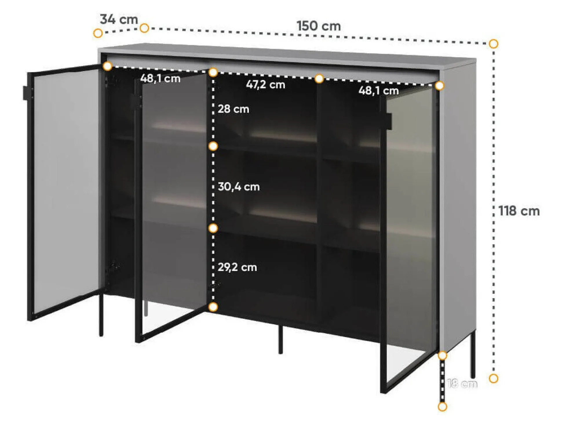 Skænk Fernolu 108 (Grå + Sort)