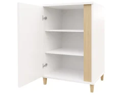 Skænk Florem I (Hvid + Glansfuld hvid + Lyst træ)