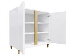 Skænk Florem II (Hvid + Glansfuld hvid + Lyst træ)