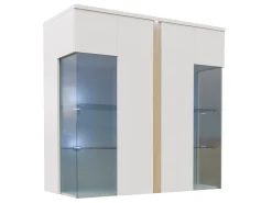 Skænk Florem III (Hvid + Glansfuld hvid + Lyst træ)