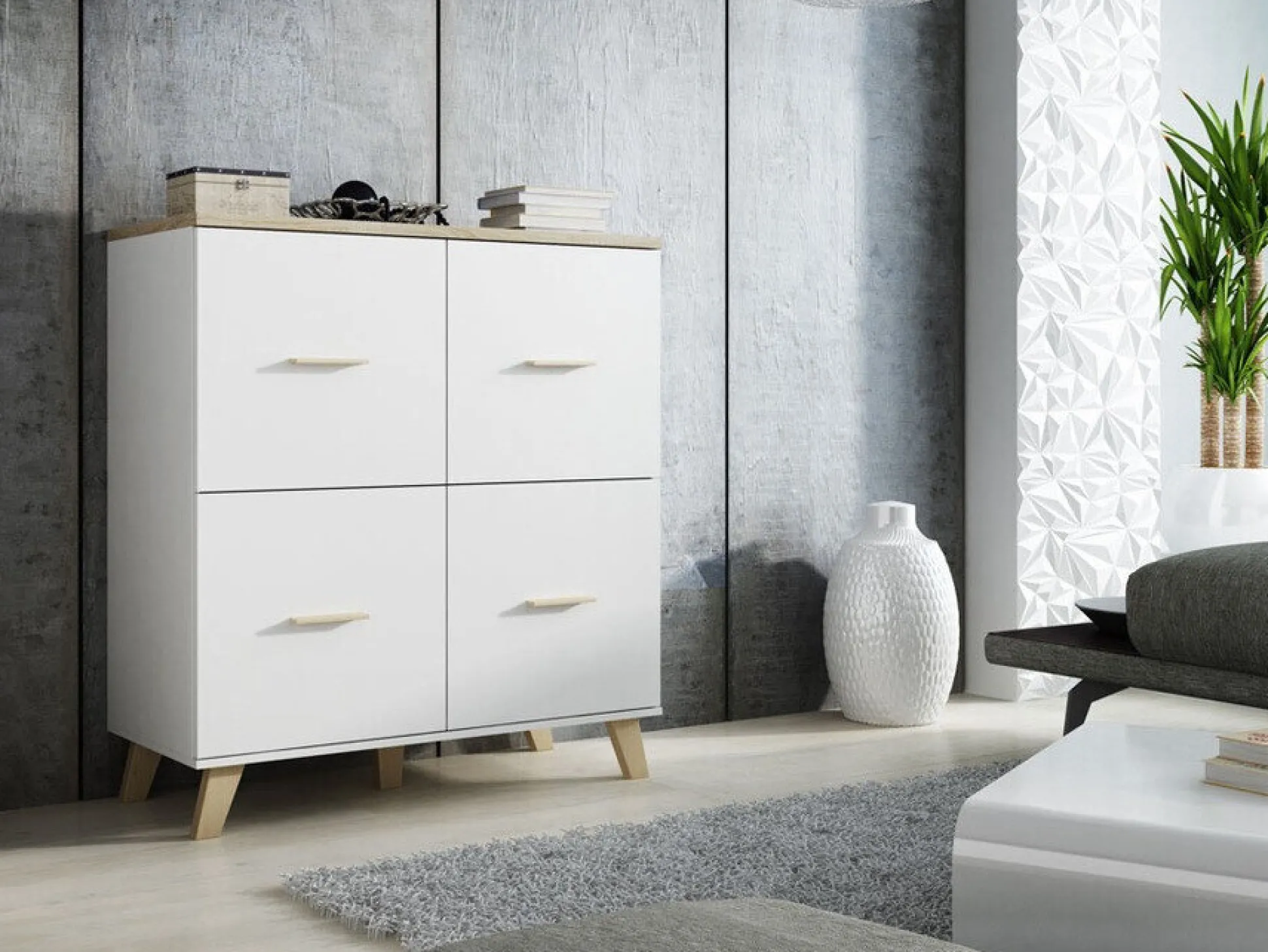 Skænk Larfloi 105 (Hvid + Sonoma eg)