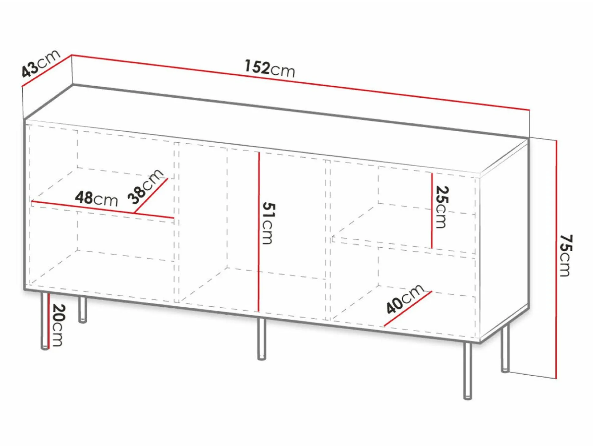 Skænk Lorelbo 100 (Hvid + Sort)