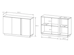 Skænk Novbela 106 (Hvid + Glansfuld hvid + Grandson eg)