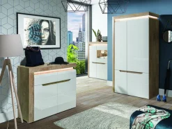 Skænk Revelmi 104 (Egetræ + Glansfuld hvid)