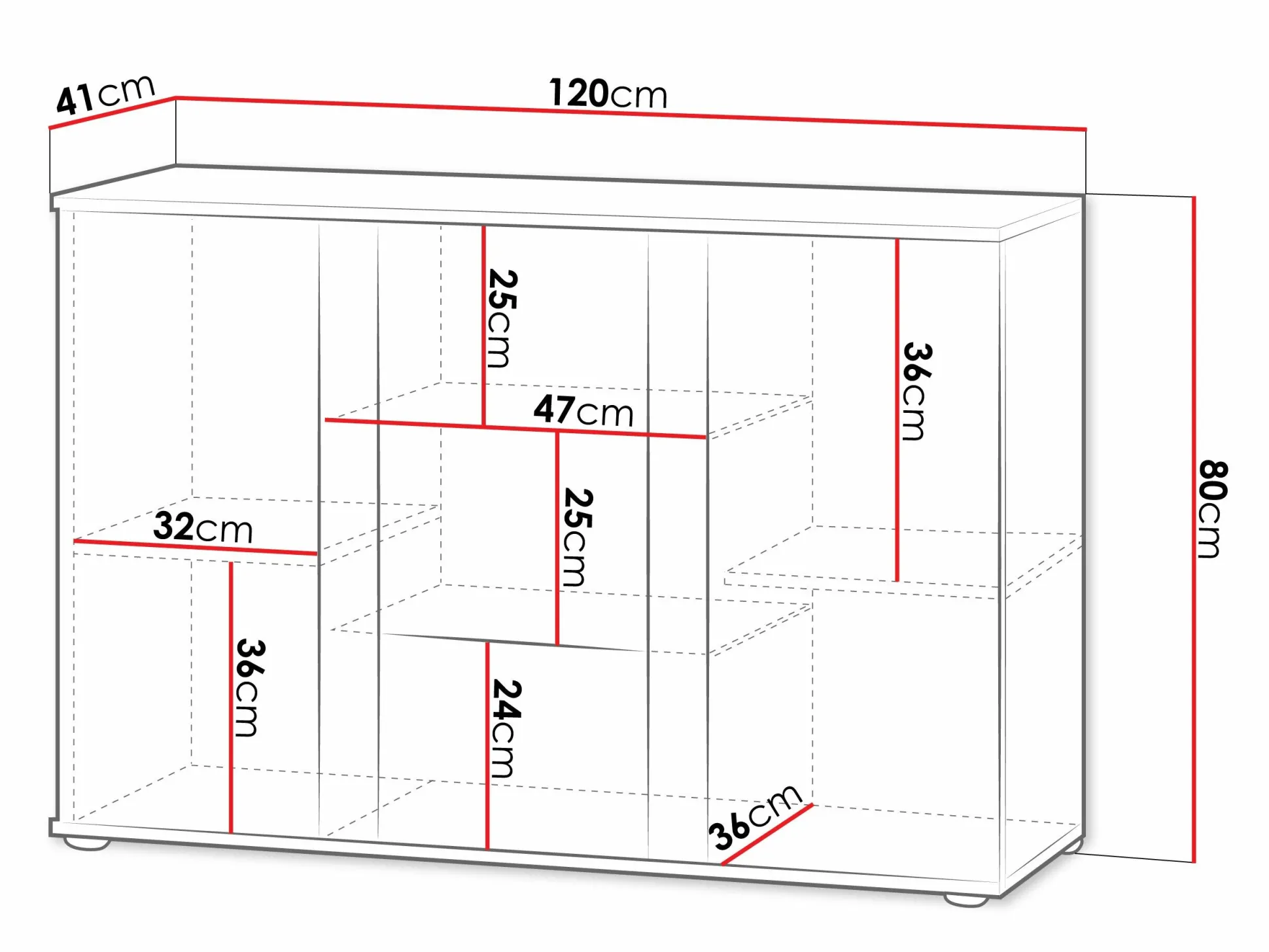 Skænk Tornola 106 (Hvid + Glansfuld hvid)