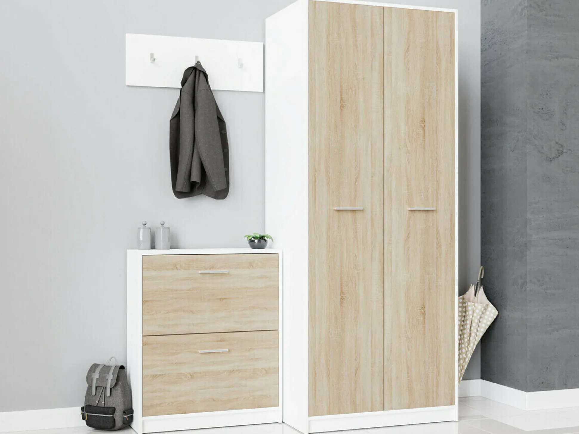 Skoskab Novsore 112 (Sonoma eg + Hvid)