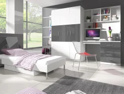 Skrivebord Campus (Hvid + Glansfuld hvid + Gloss grå)