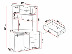 Skrivebord Campus (Hvid + Glansfuld hvid + Gloss grå)