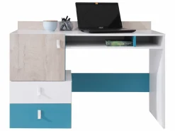 Skrivebord Camteso 107 (Hvid + Egetræ + Turkis)