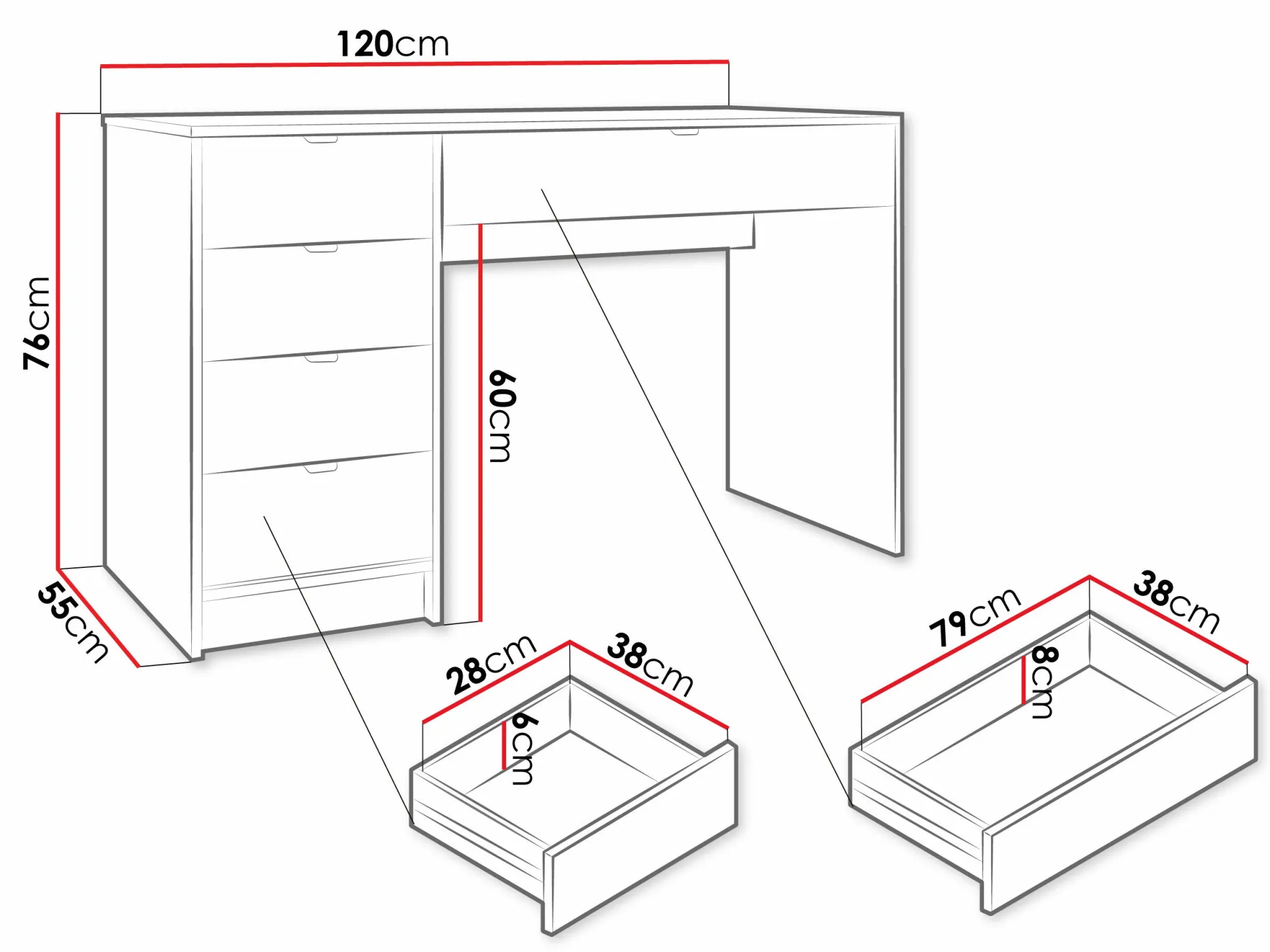 Skrivebord Comfivo Papilio (Hvid)