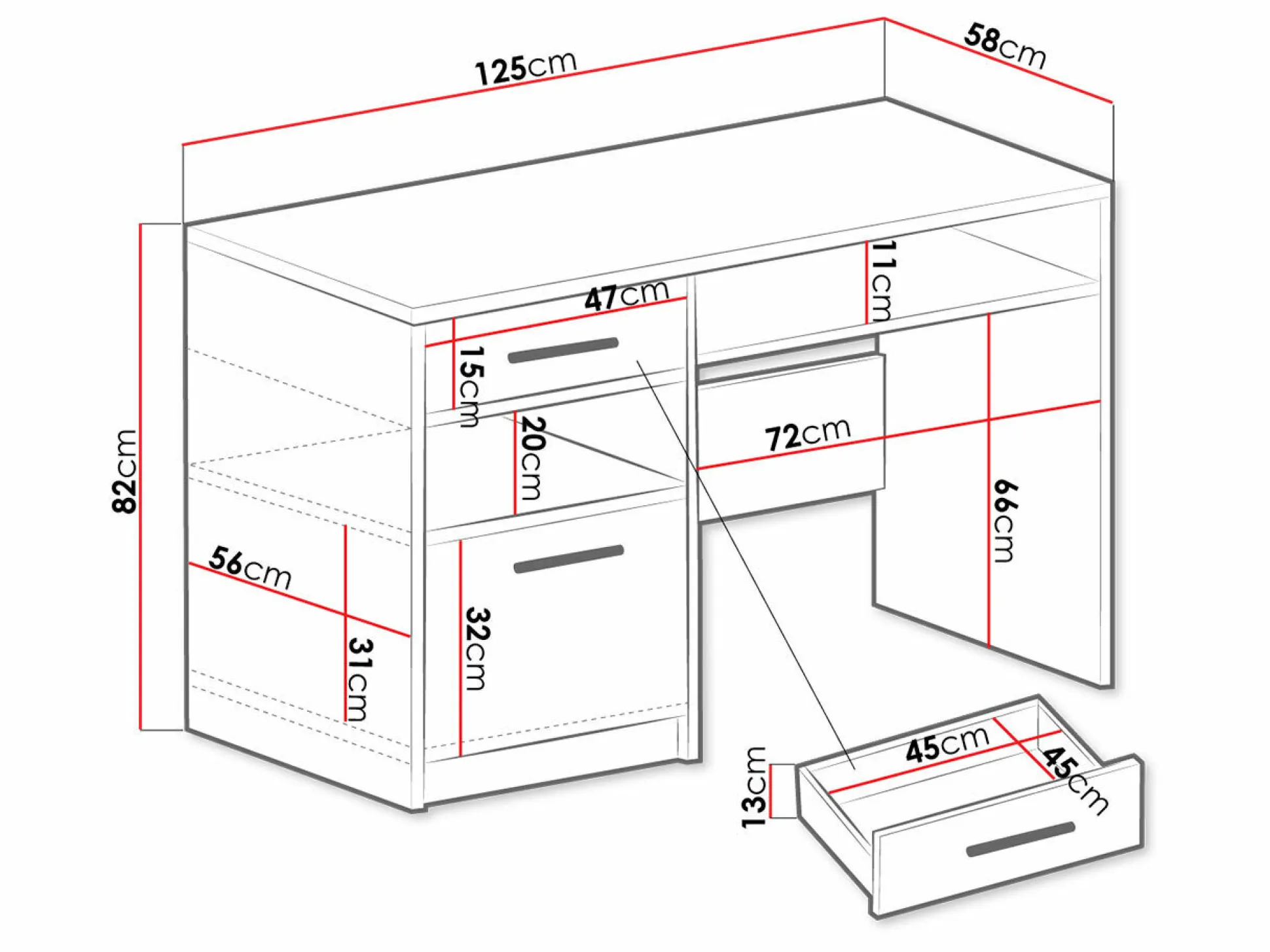 Skrivebord Dortivu (Hvid)