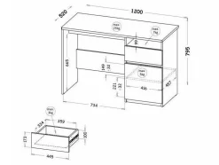 Skrivebord Evaropha 106 (Wotan eg + Hvid)