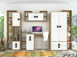 Skrivebord Florevi 100 (Mat hvid + Artisan eg)