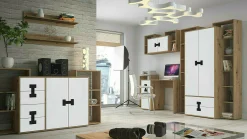 Skrivebord Florevi 100 (Mat hvid + Artisan eg)