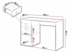 Skrivebord Florevi 100 (Mat hvid + Artisan eg)
