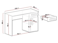 Skrivebord Levtala 109 (Antracit + Hvid + Lyserød)