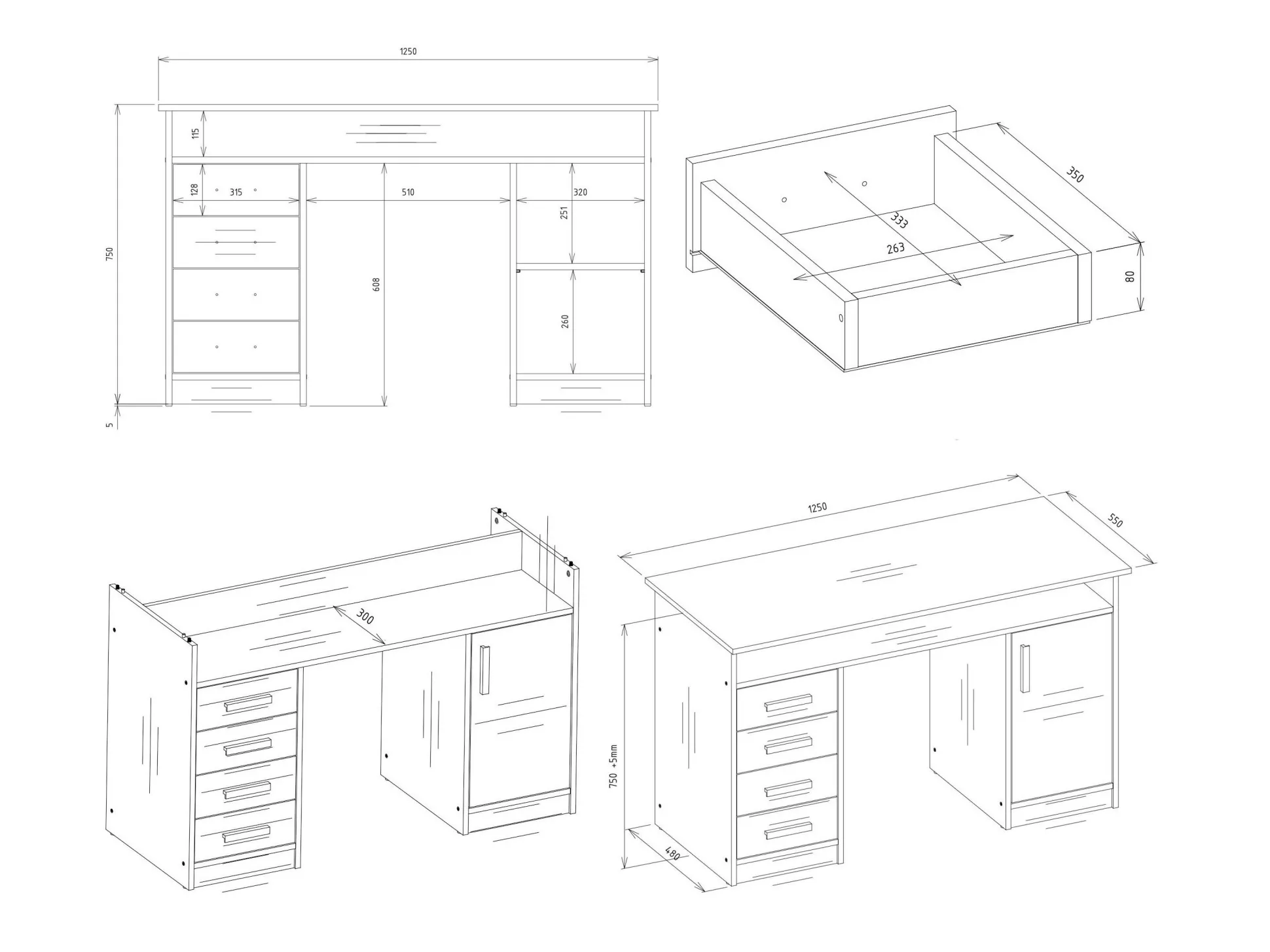 Skrivebord Mandeville 329 (Artisan aok)